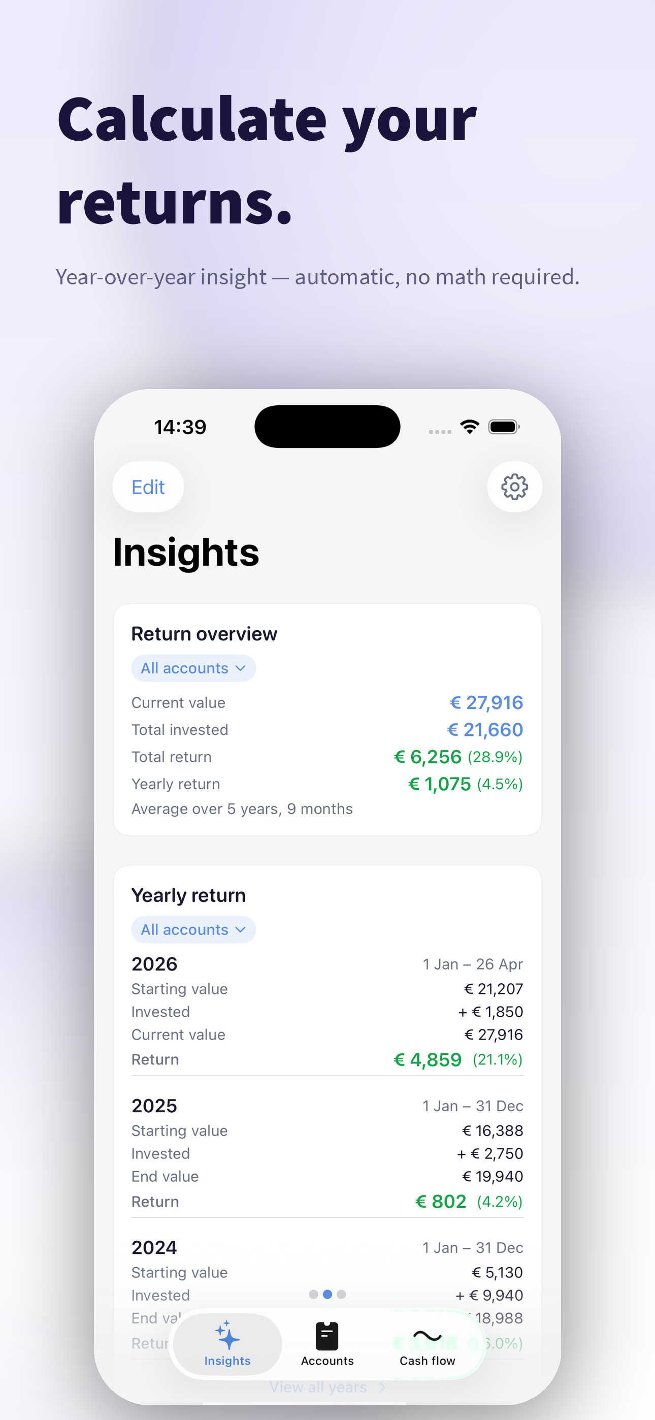 Screenshot of portfx — overview inside the app