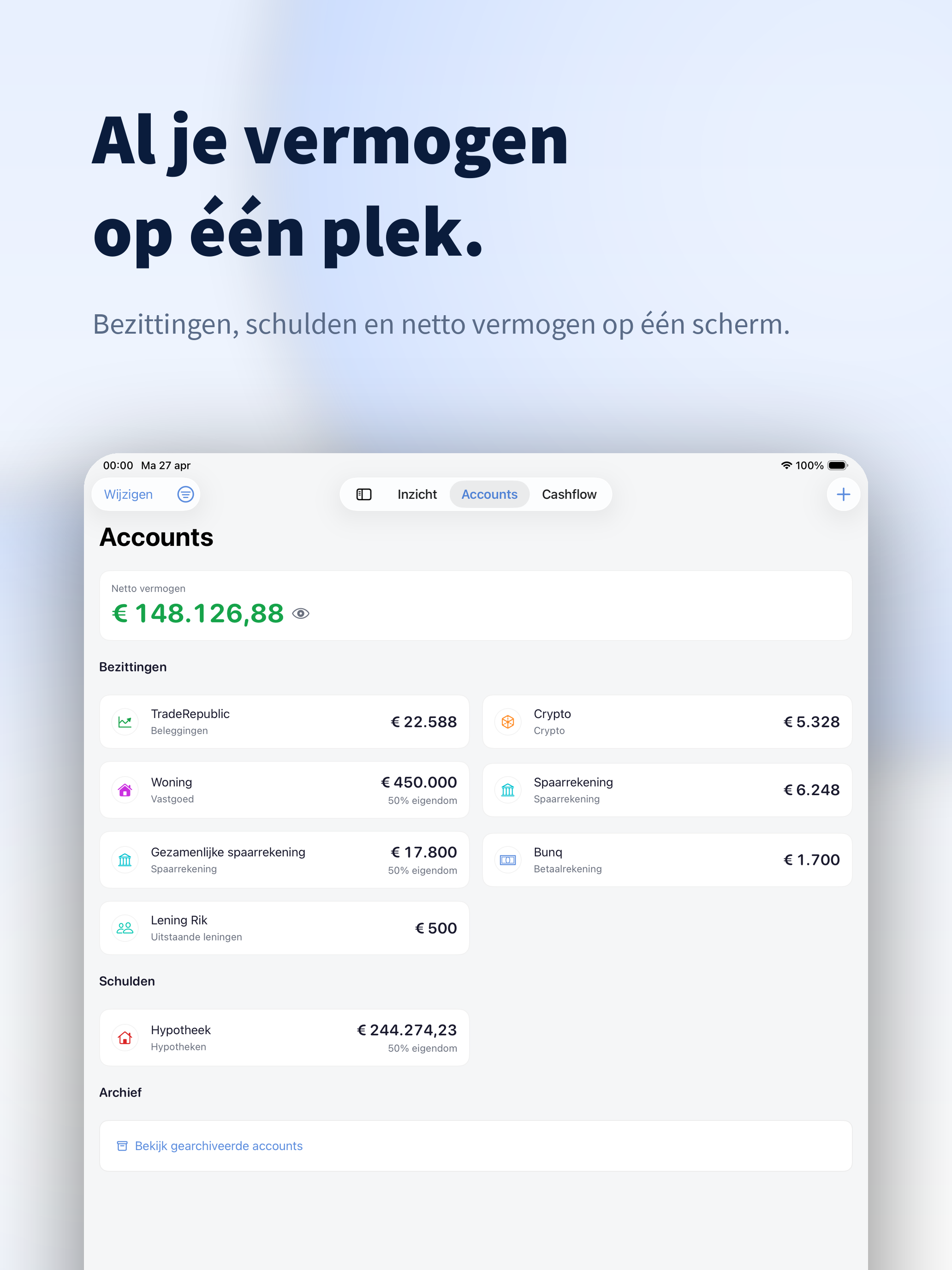 portfx op iPad — uitgebreid dashboard