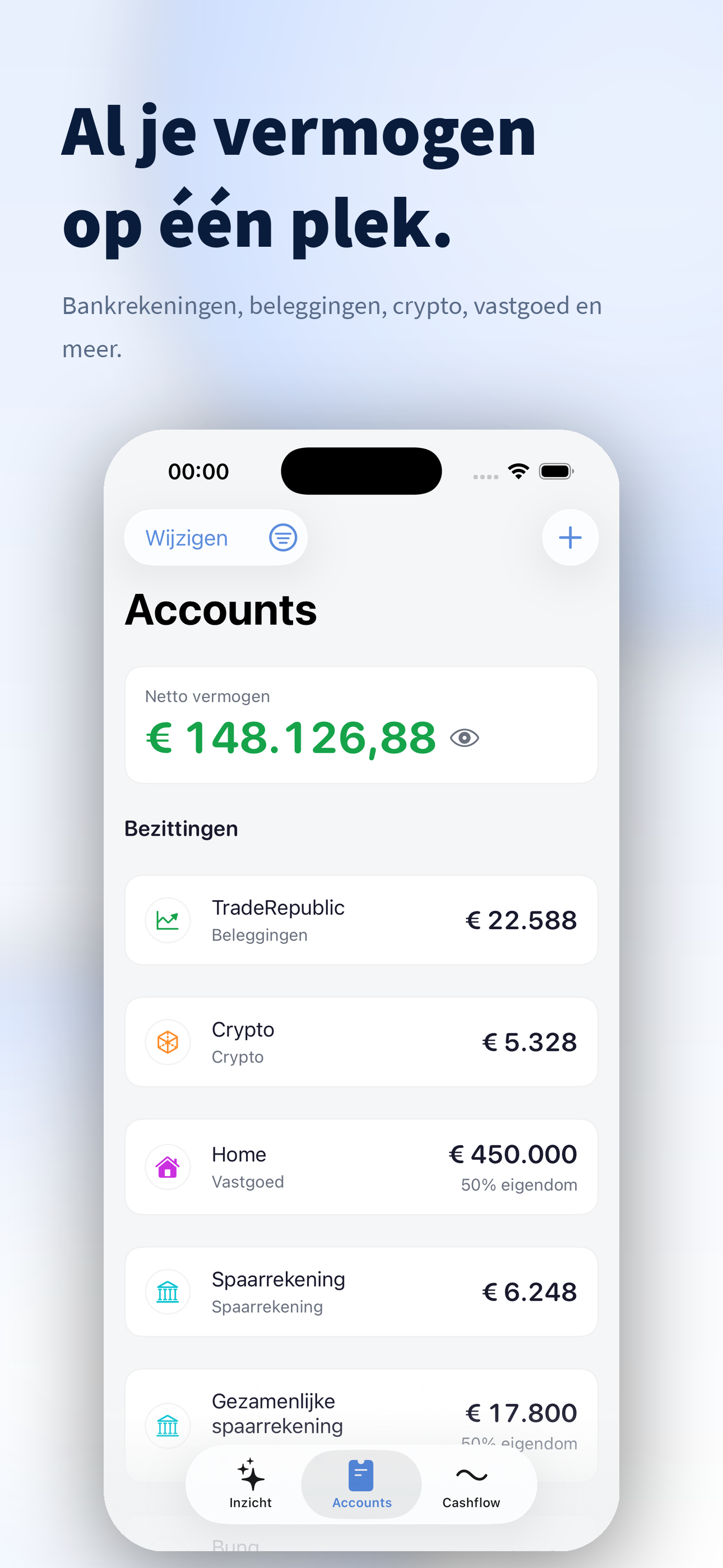 portfx-dashboard met totaal vermogen op iPhone