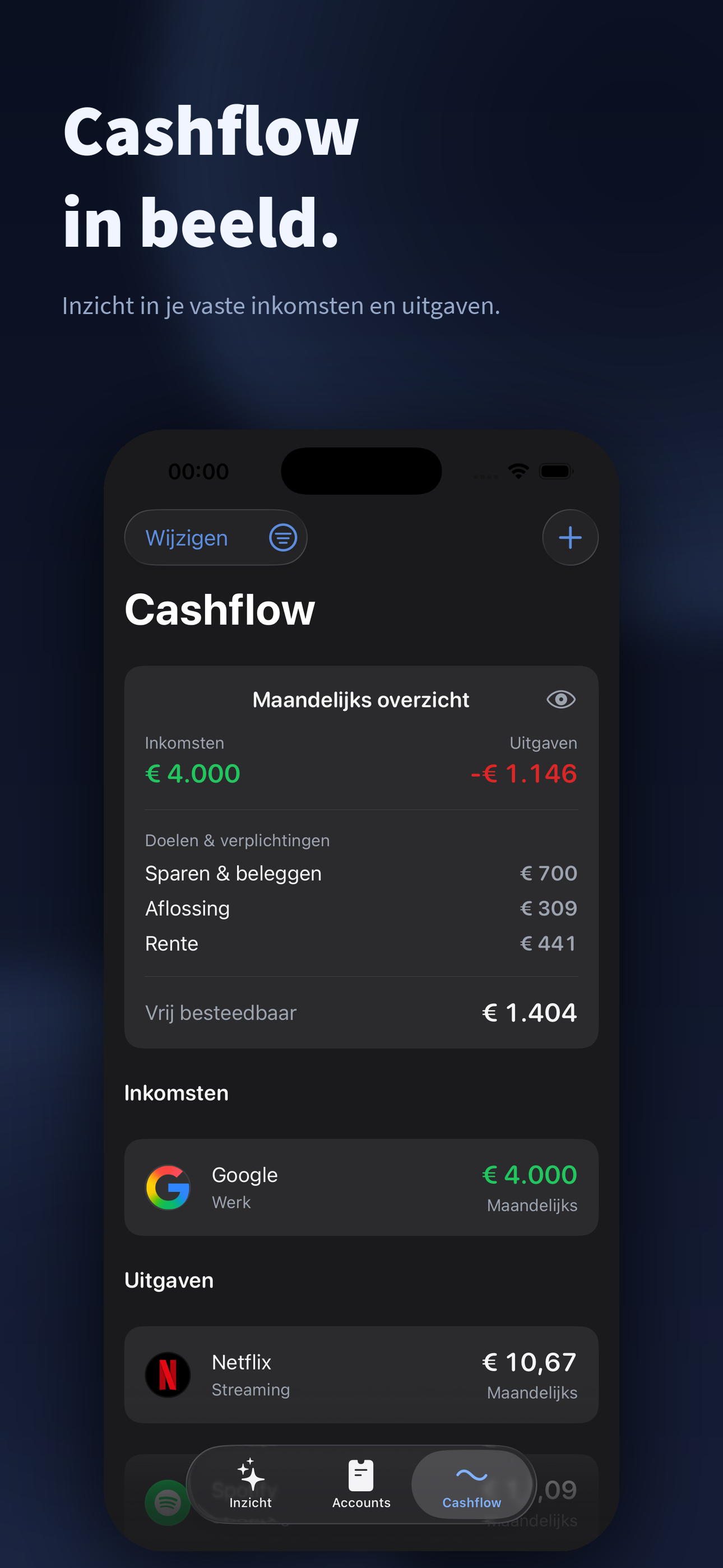 Schermafbeelding van portfx — overzicht in de app